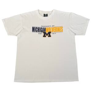 Vintage Michigan Wolverines Football College University White Shirt Size Large